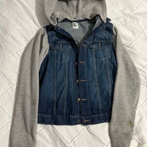 Denim Jacket with Gray Hoodie